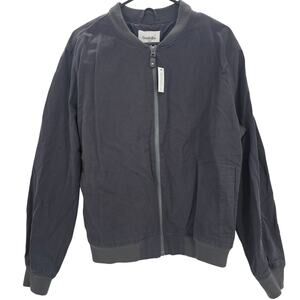 Goodfellow mens size M Zip Front Stand Neck Long Sleeve Bomber Jacket Gray NEW